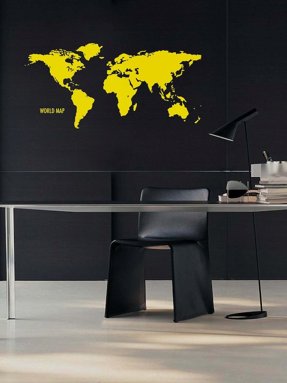 WORLD MAP: Wall Decal Vinyl Sticker (45x22").