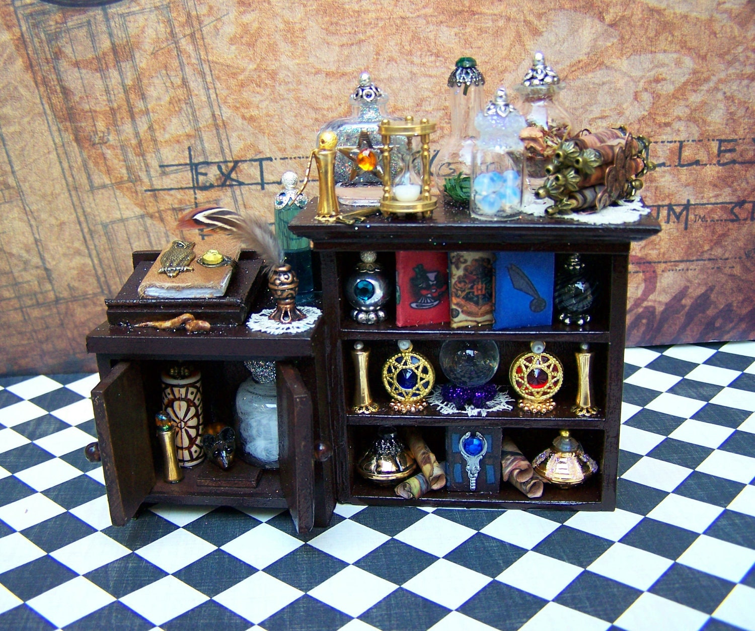 Reserved please don't buy-Dollhouse Miniature Harry Potter Student's Potions Study Desk