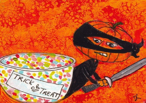 Halloween Ninja: ACEO Original Art