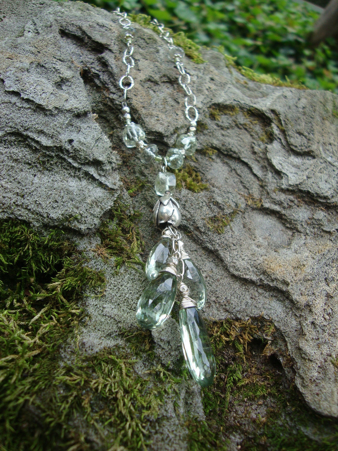 Gorgeous Green Amethyst And Sterling Necklace Preview 1