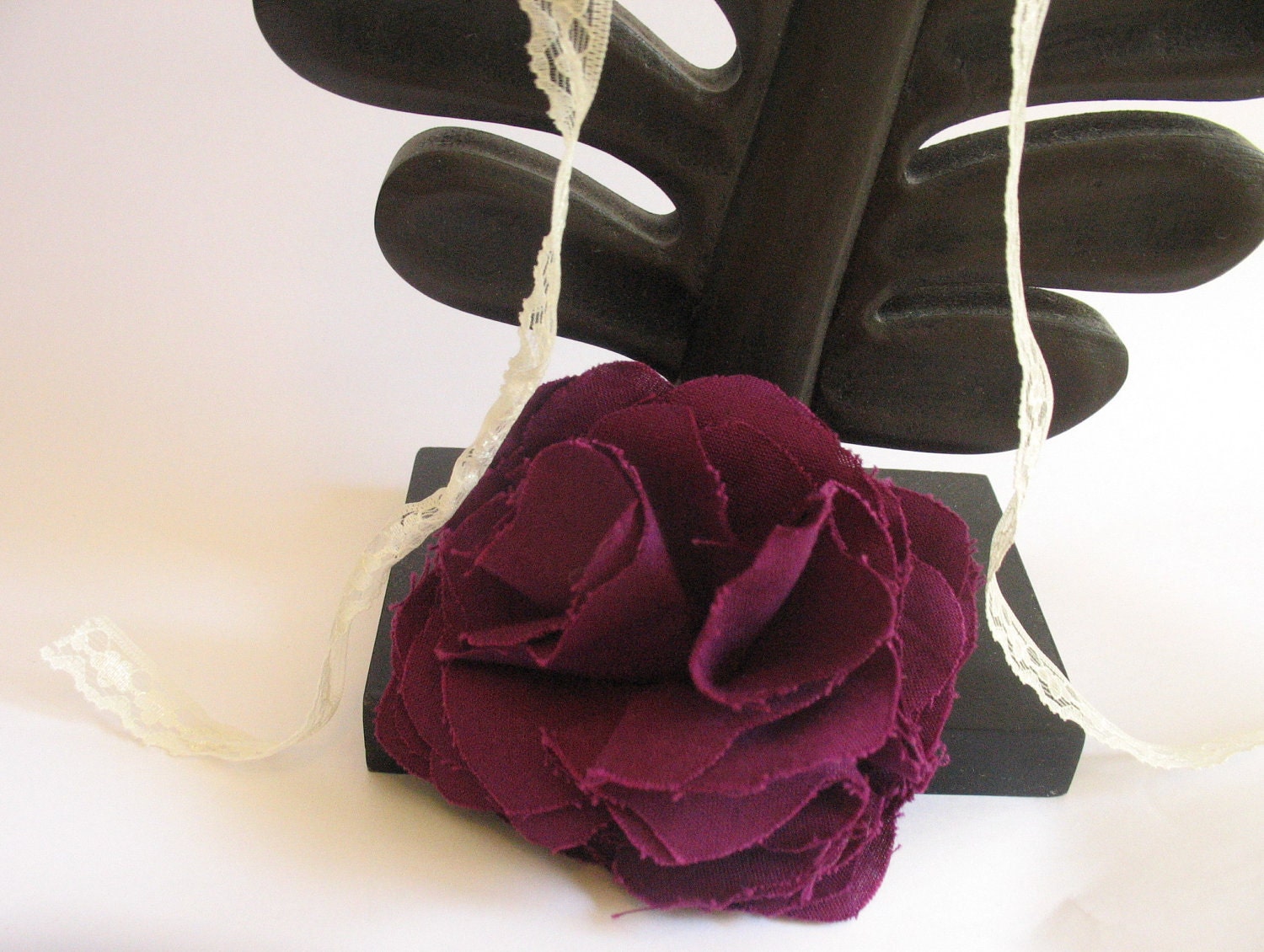 Dark Purple Fabric Flower Brooch Pin