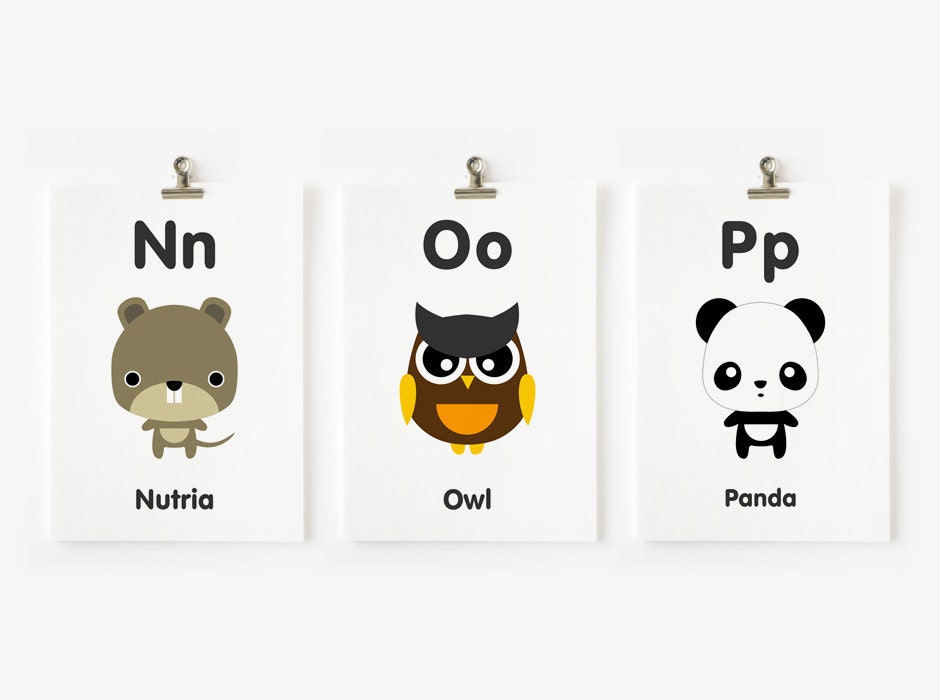 Printable animal alphabet flash cards - Flashcards For Learning