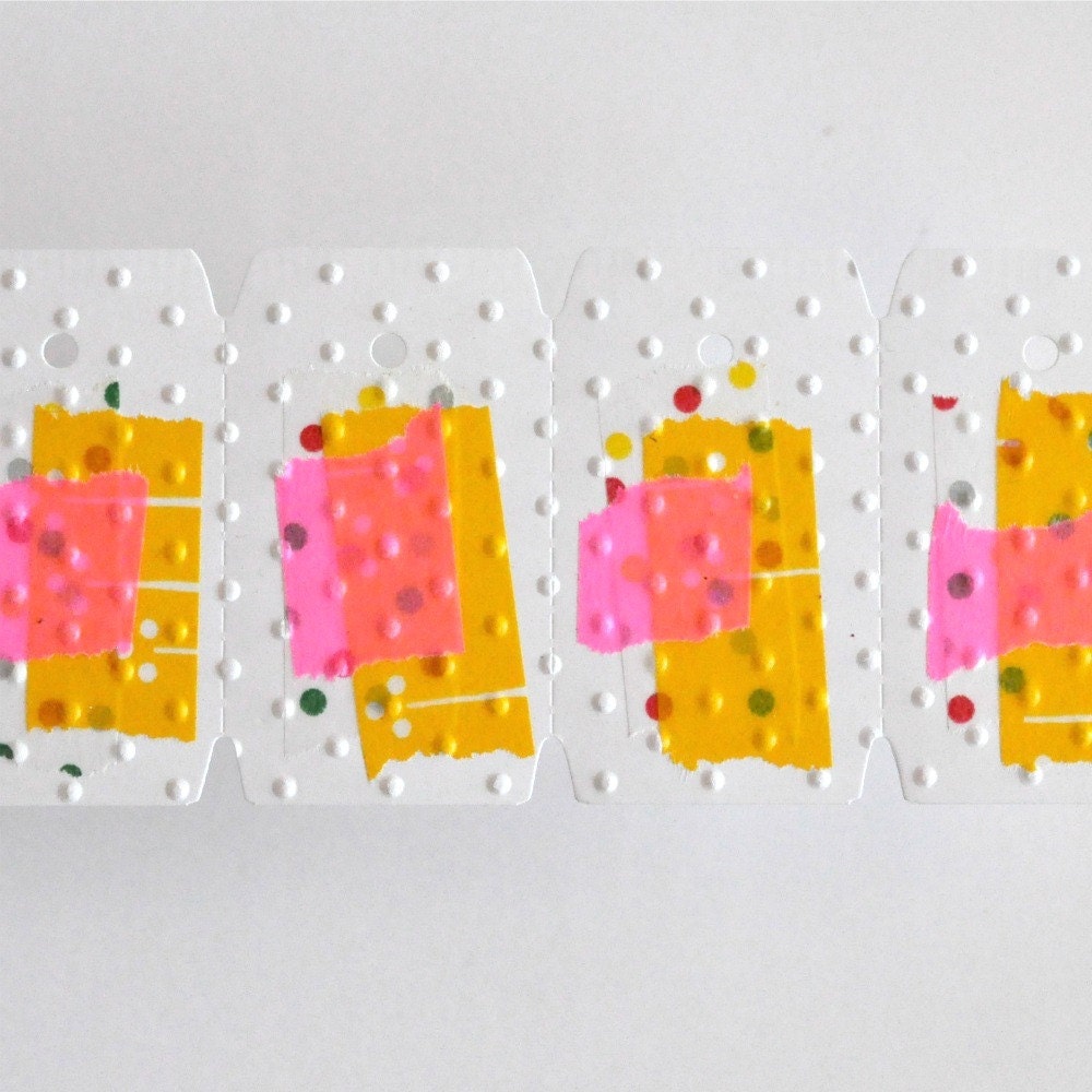 13 Embossed Washi Tape Tags Pink Orange