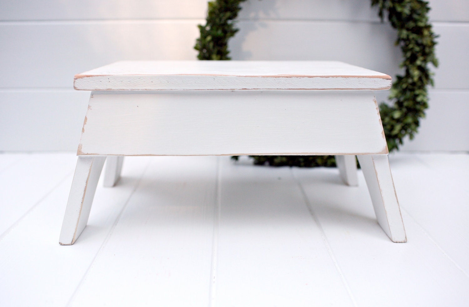 Vintage Style Step Stool No. 2 in White Handmade by Circle Creek Home