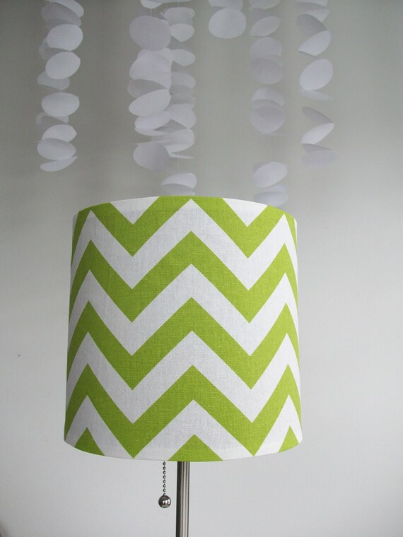 Green Lampshade Cover in Zig Zag