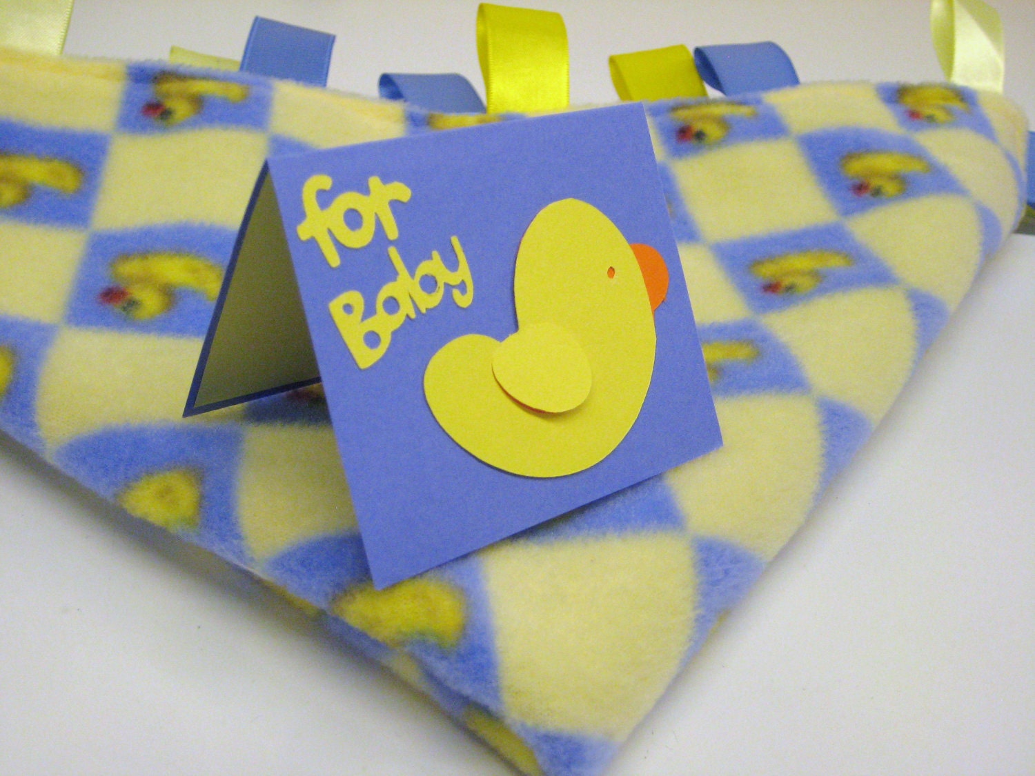 Tag Baby Blankie, Bib, and Card Set - Little Ducky.  3 Piece Set.