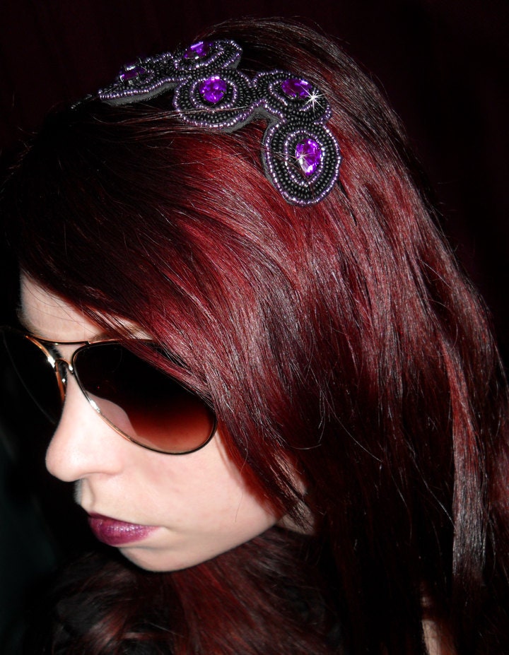 Black and Purple Headband - $34.95 Black and Purple Headband - $34.95