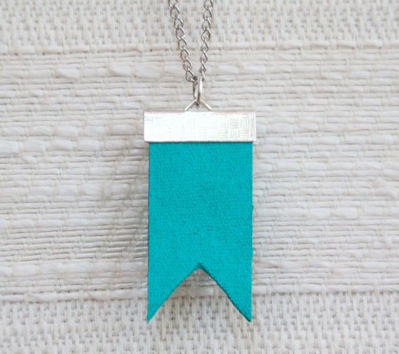 Teal Flag Necklace by Letter Happy
