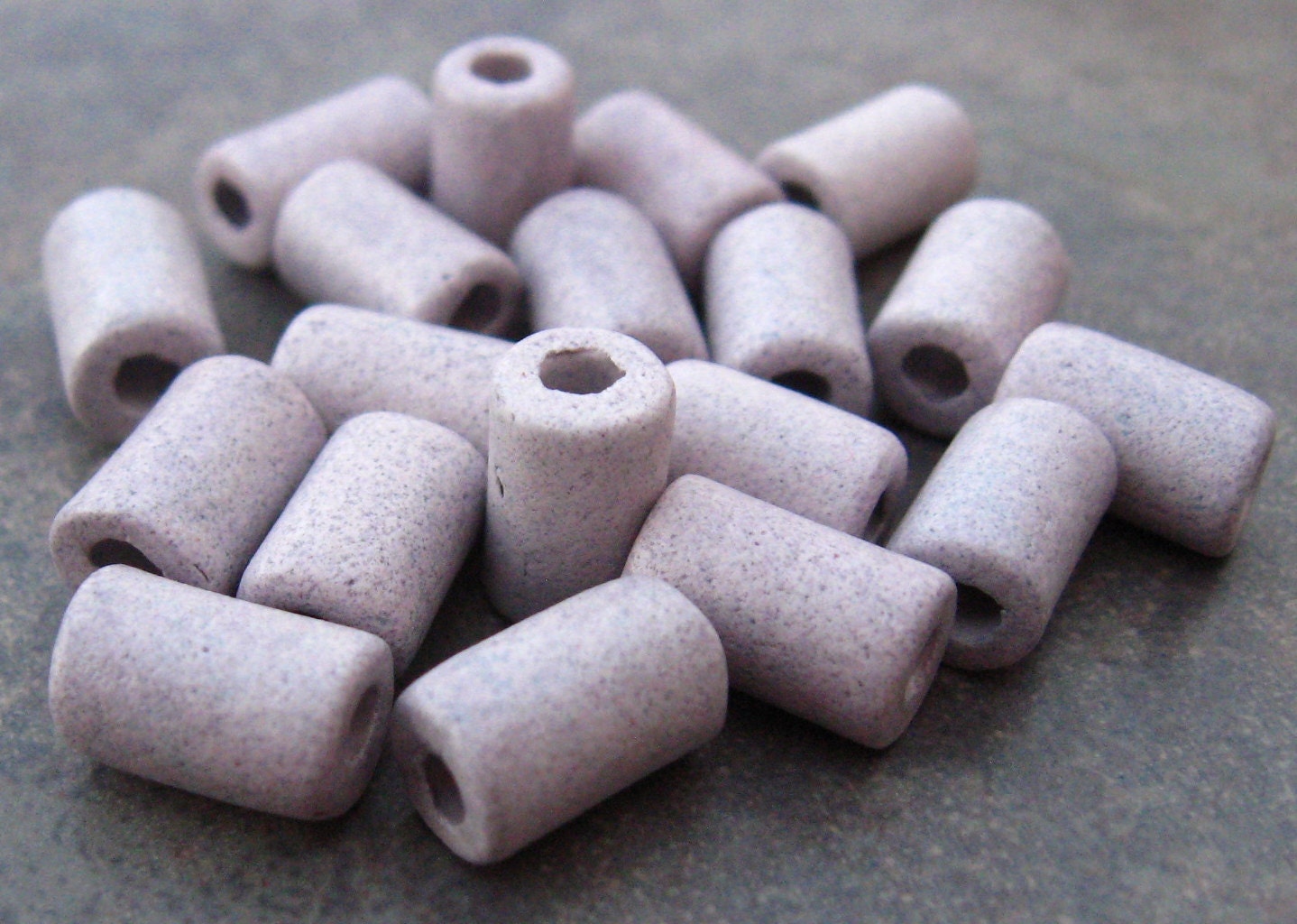 10  LAVENDER Greek Ceramic Beads Small Tube 6x10mm