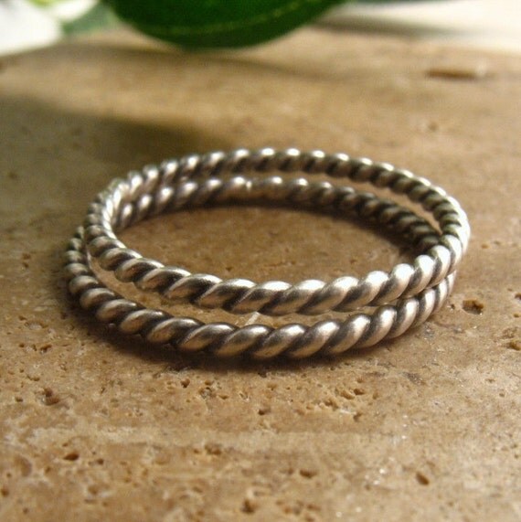 Stacker Rings 16g Sterling Silver Beaded Twist Ring by MysticMoons from etsy.com