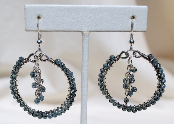 Blue Hoop and Dangle Earrings