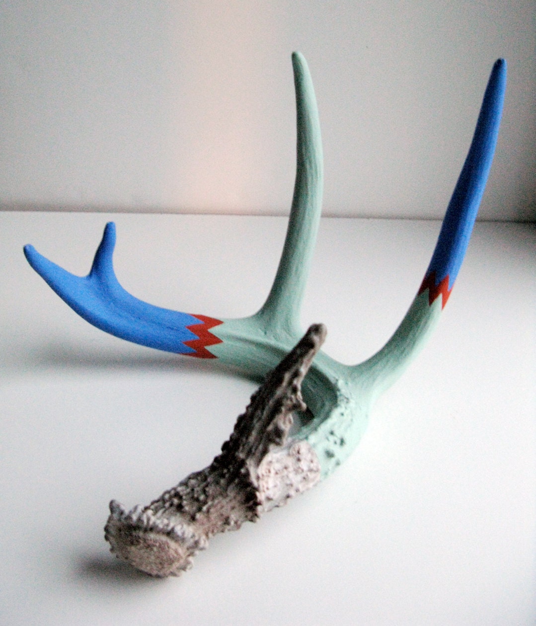 Blue, Orange and Seafoam Double Chevron Antler - Large