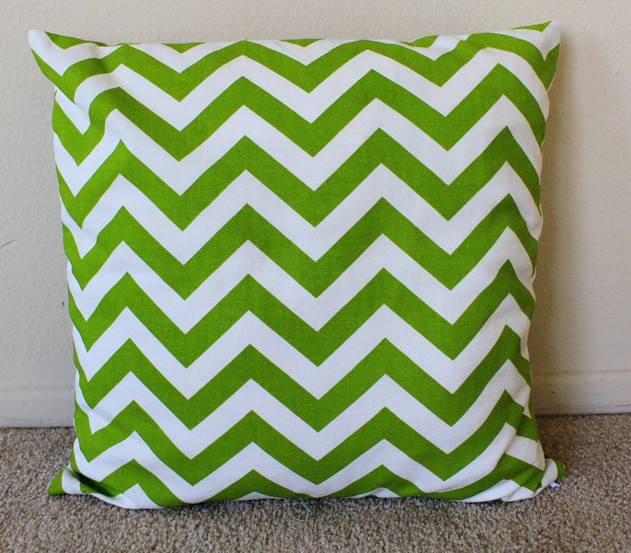 Green Chevron Decorative Pillow Cover