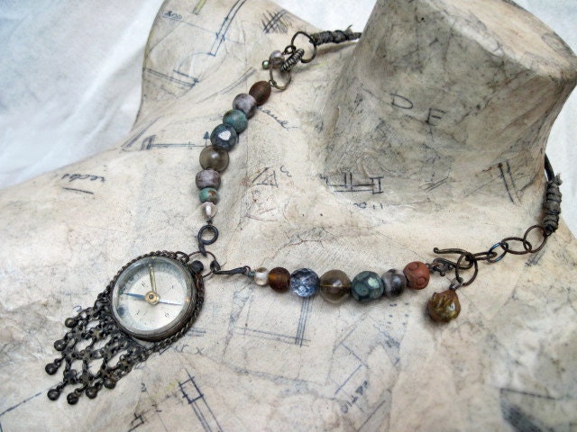 Neptune. Tribal Steampunk Assemblage Necklace.