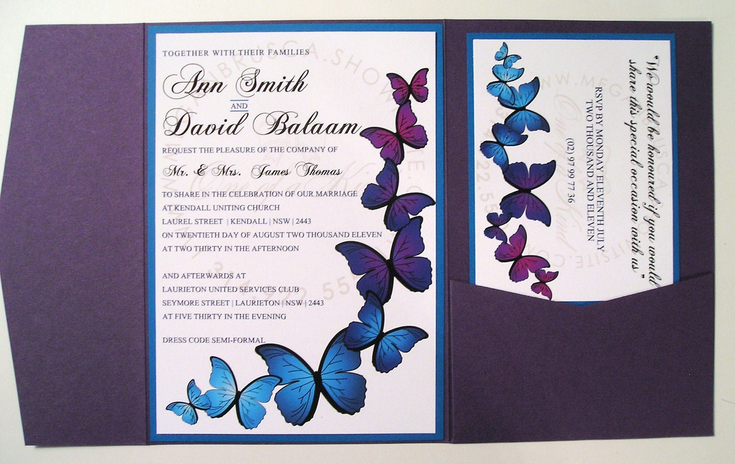 MultiColored Butterflies Wedding Invitation From 1OfAKindCustomDesign