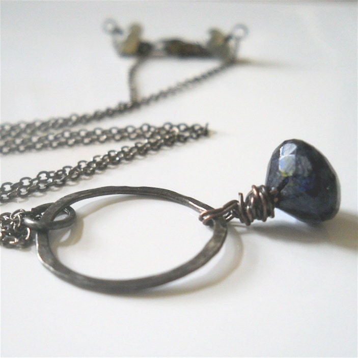 Spectrolite Midnight Blue Gemstone Necklace by YOURDAILYJEWELS from etsy.com