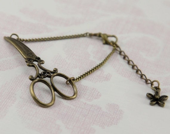 antique brass victorian scissors bracelet