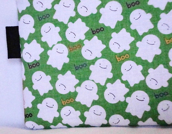 Kawaii Halloween Ghosts Zippered Pouch  Green Camera / by WolfBait from etsy.com