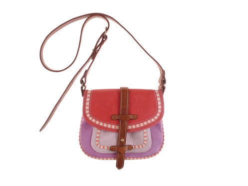 Bold Buckaroo bag in coral and pink leather