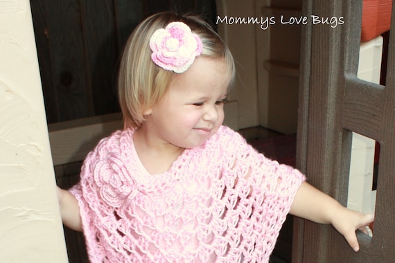 Pull Over Sweater - Crocheted with attached Flower detail - Newborn through 6T Sizing