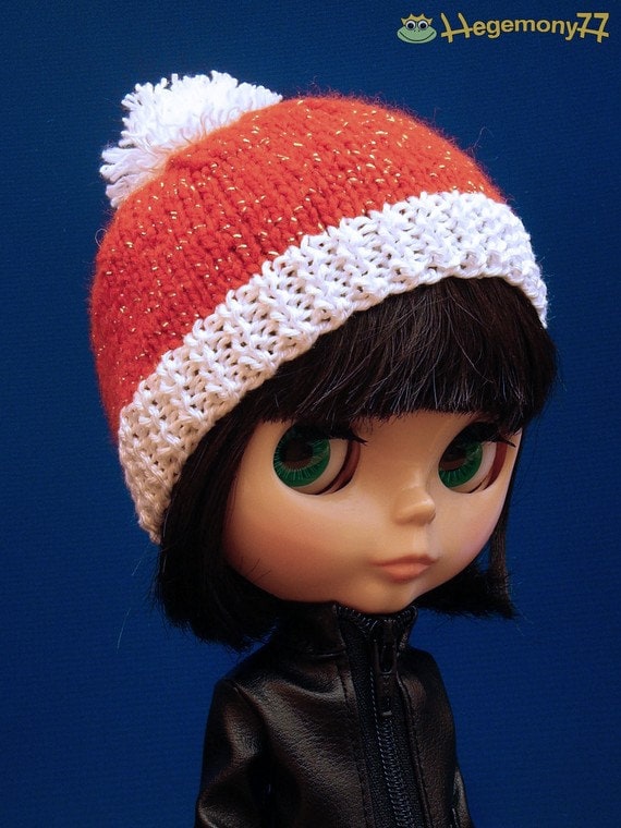 Hand knitted Santa Claus hat for Blythe Pullip Taeyang and other fashion
