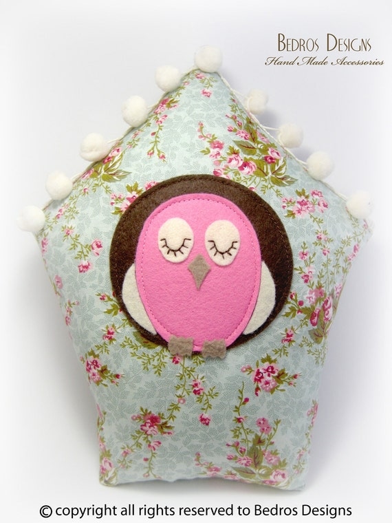 Bird House Cushion - Aqua
