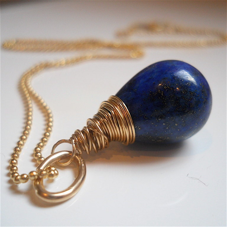 Huge Midnight Blue Lapis Lazuli Gemstone Wire by YOURDAILYJEWELS from etsy.com