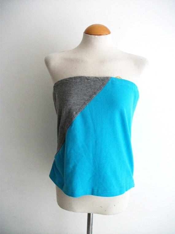 Grey and Turquoise 2-in-1 Tube Top