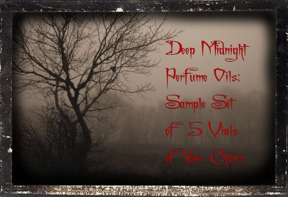 DEEP MIDNIGHT Perfume Oils SAMPLE Set of 5 Vials: Your Choices