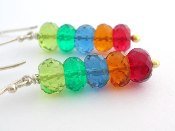 Rainbow Stack Earrings sterling silver wire wrapped by bluebirdss from etsy.com