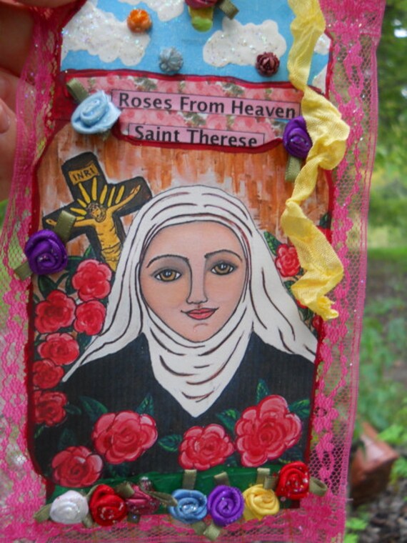 Saint Therese Theresa Roses From Heaven Original Art Tag Free Shipping US and Canada