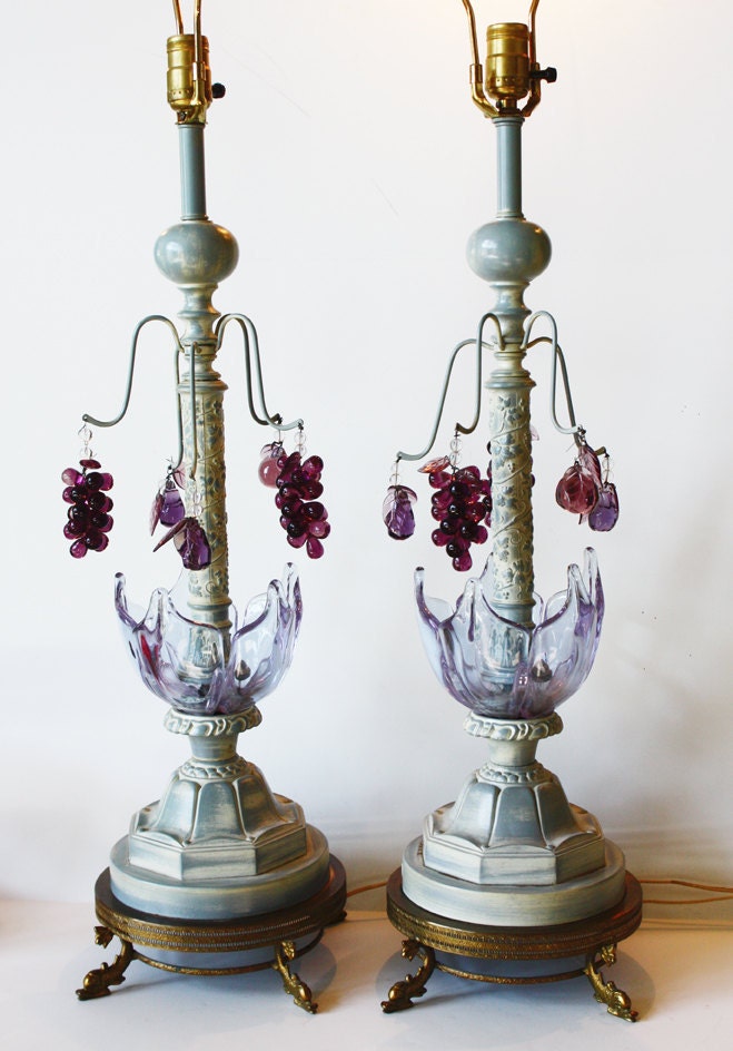 Pair Rare Italian Murano Art Glass Table Lamps