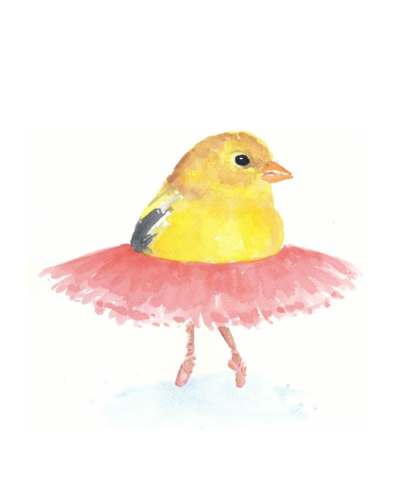 ORIGINAL Bird Watercolor Painting - Ballet Birdie No.14 8x10