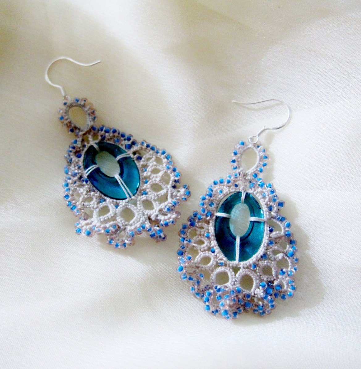 tatting earrings tatted lace erg109