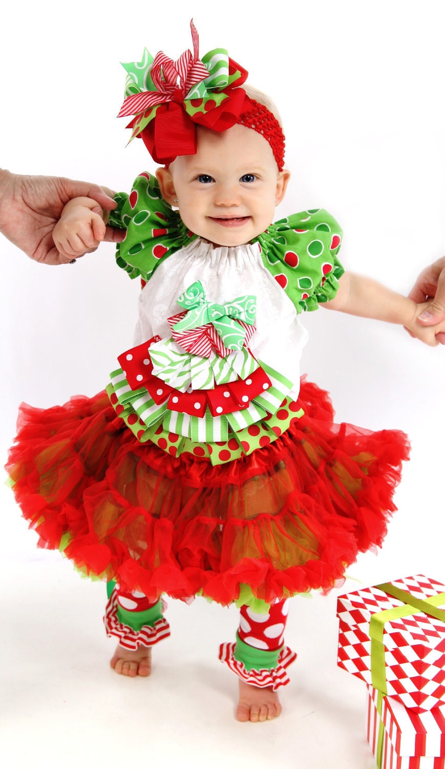 Christmas Ribbon Tree Blouse and Pettiskirt Set-christmas, blouse, tree, ribbon, custom, pettiskirt