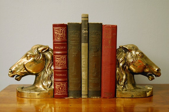 Beautiful Brass Horse Head Bookends