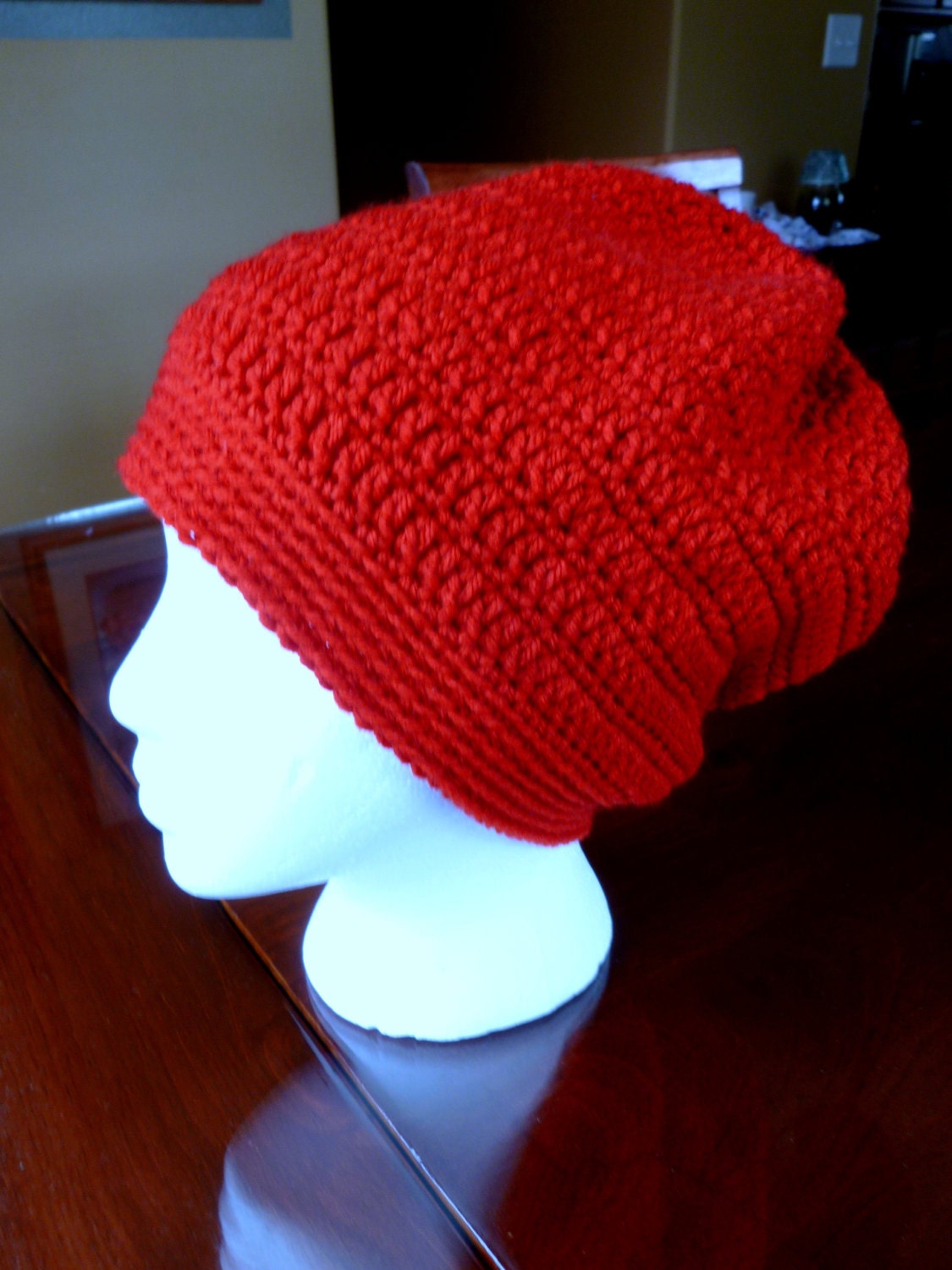 Snowboarding Slouch Beanie- Red