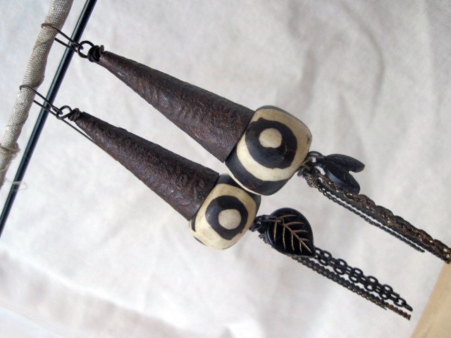 I am the Fire. Vintage Tribal Shoulder Duster Earrings.