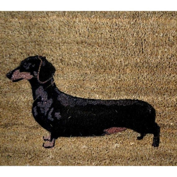 under 50 Daschund Hand Painted doormat