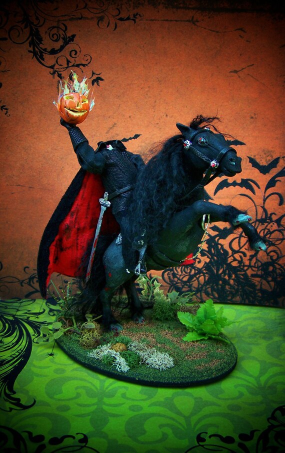 Dollhouse Miniature 1/12 scale Headless Horseman with Goblin Horse Layaway Available