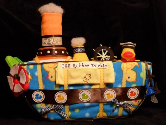 Boat Diaper Cake - Rubber Duckie Diaper Boat