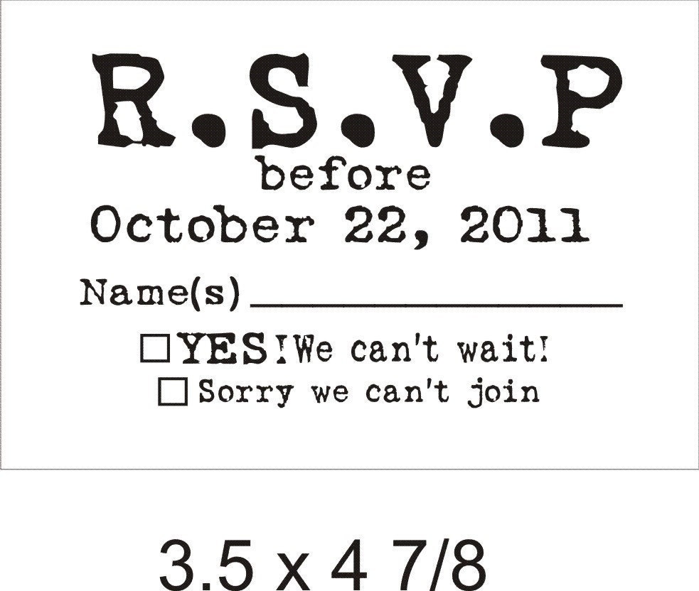 RSVP rubber stamp for custom DIY wedding invitations From stampoutonline