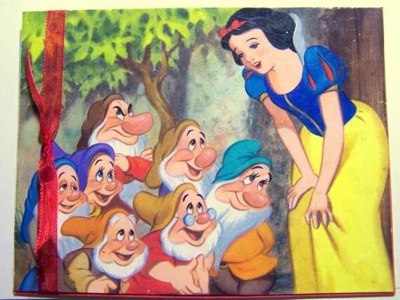 Snow White Card Disney Card Disney Birthday Card and Gift Tags:  Snow White and the Seven Dwarfs and 13 Gift Tags