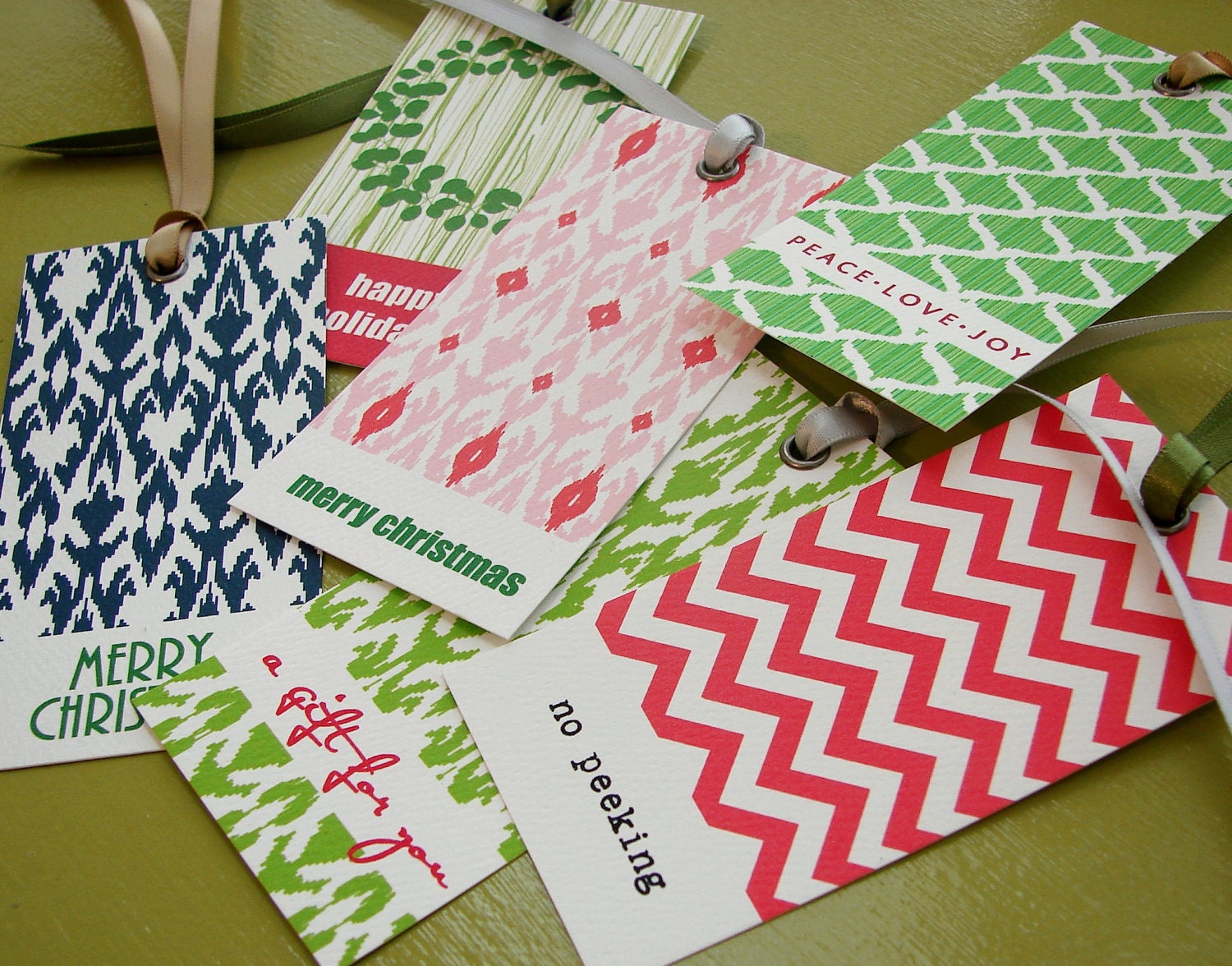 holiday multi patterned hang tag set (6) - featured in HOUSE OF FIFTY Holiday 2011 issue