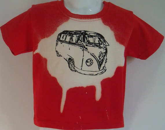 Childrens Red T -shirt, hand dyed and decorated with hand painted Samba from Ages 1-8 yrs