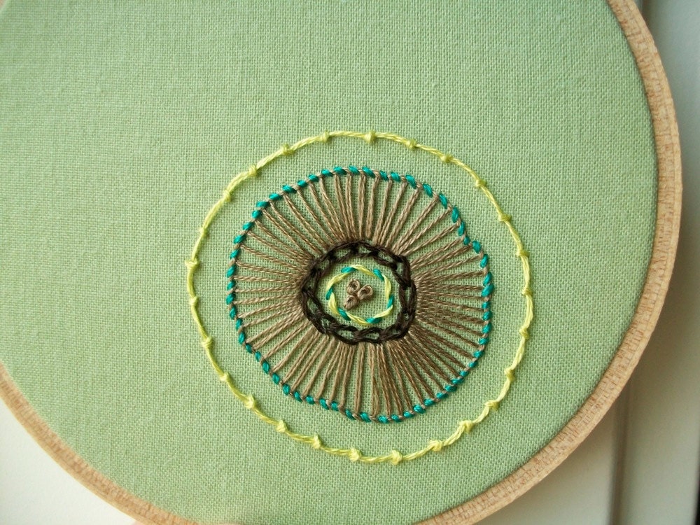 hand embroidered hoop art - freeform flower in 4 inch hoop by bo betsy - free shipping