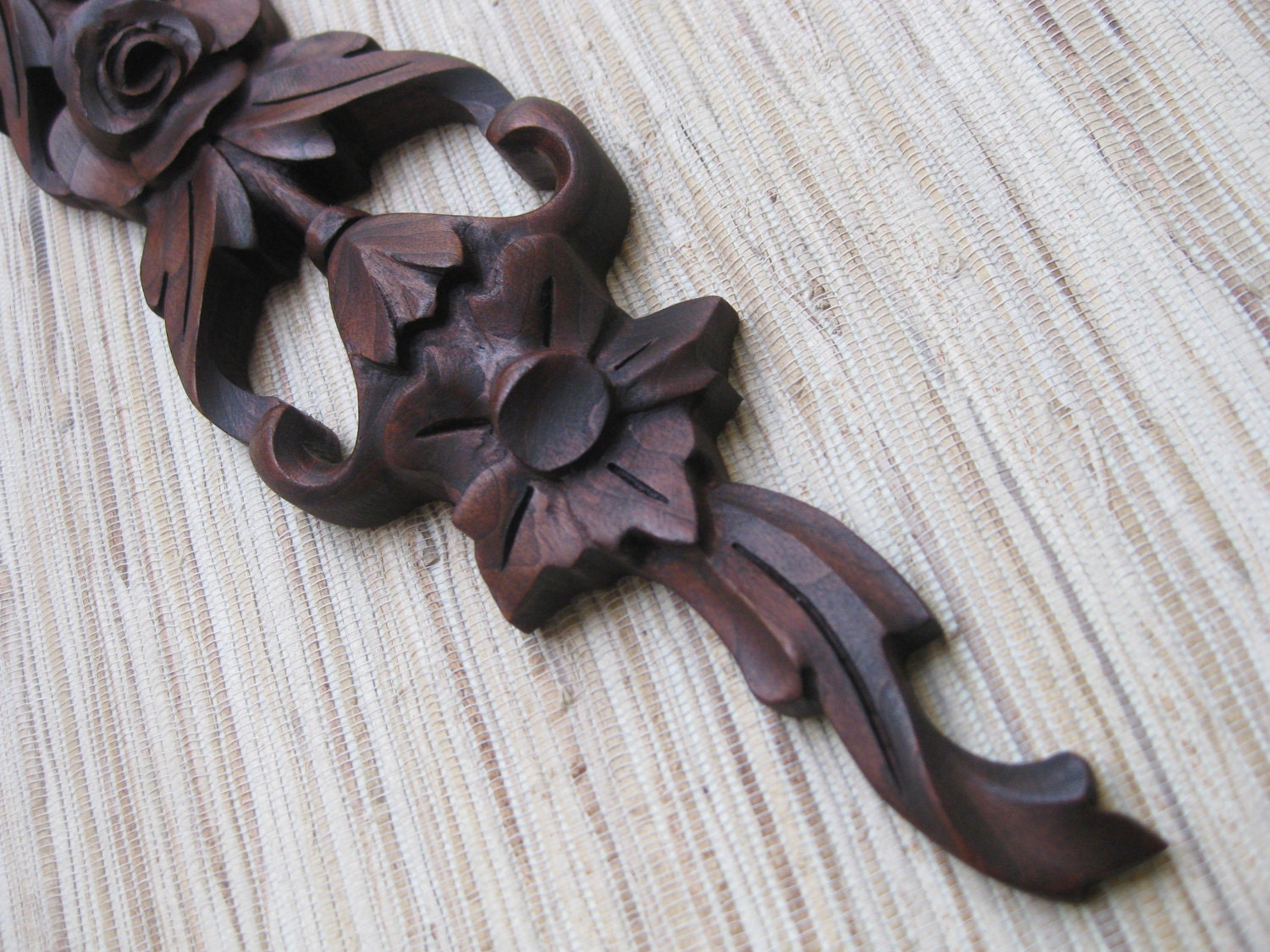 Reclaimed Wood Carving, Onlay - VERY RARE reclaimed cherry wood decoration