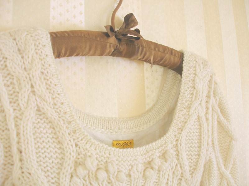 Off-white hand knit dress wedding - custom order