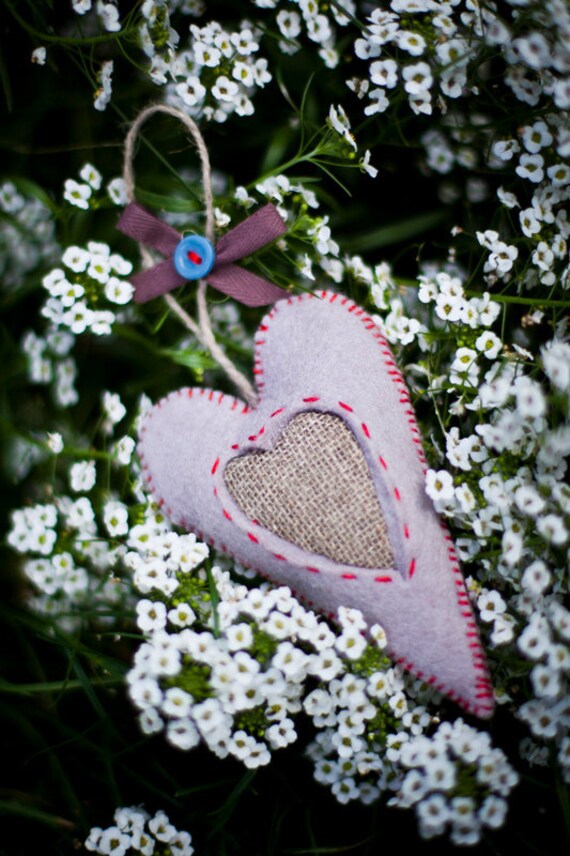 Felted heart grey for your wedding decorations or for your romantic look 
