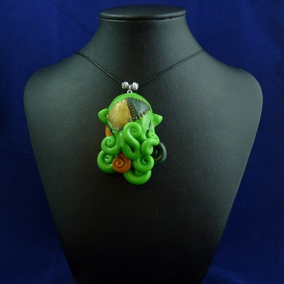 Frankenpod Octopus Necklace - Polymer Clay Halloween Jewelry